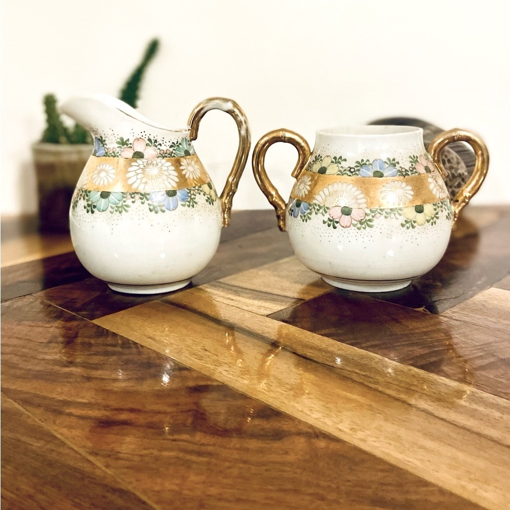 🌸Porcelain Daisy Flower Floral vase tea sugar creamer cup🌸